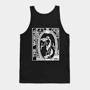 The World Tarot Card Black and White Tank Top